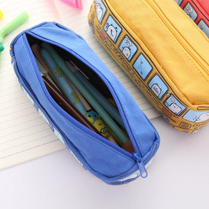 Kawaii School Bus Pencil Case-Enchanted peach