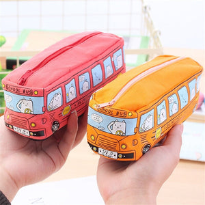 Kawaii School Bus Pencil Case-Enchanted peach