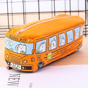 Kawaii School Bus Pencil Case-Enchanted peach