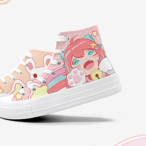 Kawaii School Girl Besties Shooting Star Women's Sneakers Trainers-Enchanted peach