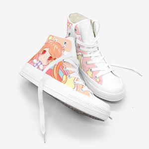 Kawaii School Girl Besties Shooting Star Women's Sneakers Trainers-Enchanted peach