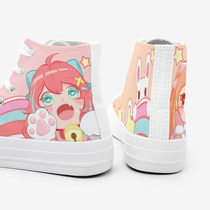 Kawaii School Girl Besties Shooting Star Women's Sneakers Trainers-Enchanted peach