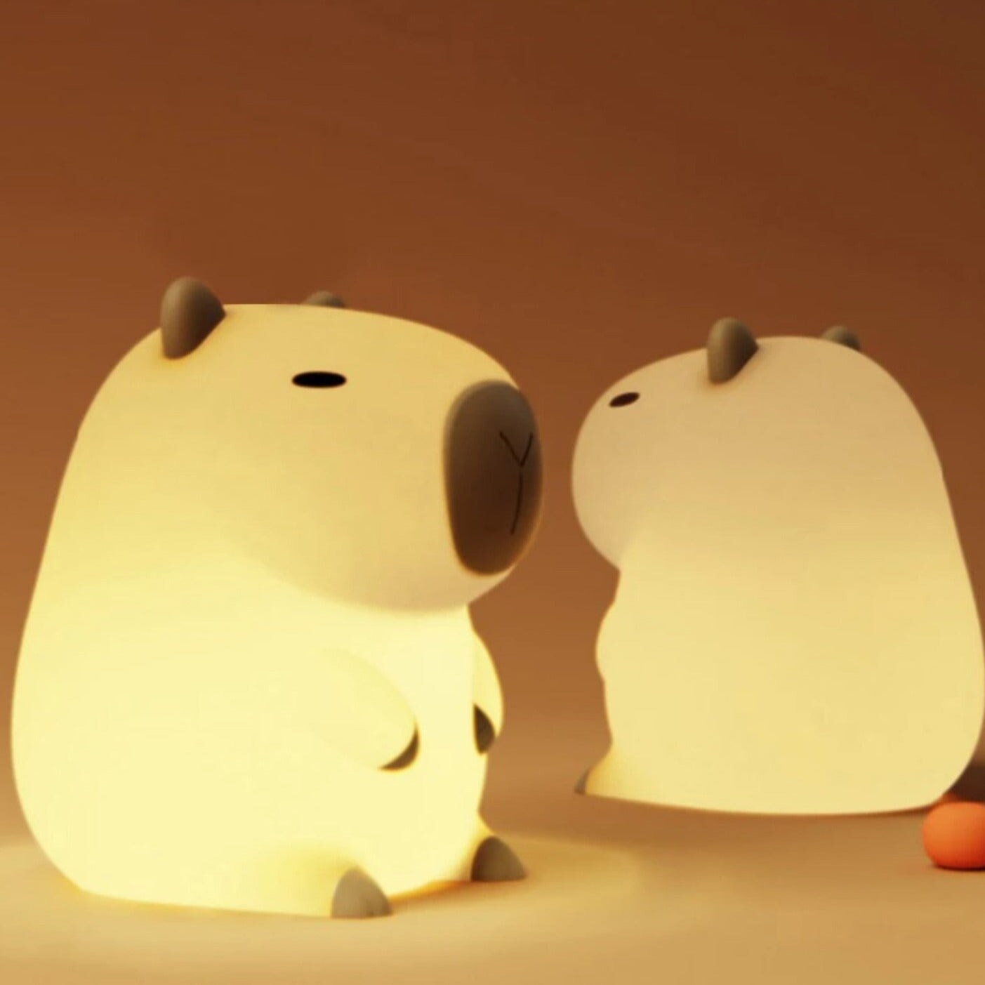 Kawaii Sitting Capybara LED Night Light-Enchanted peach