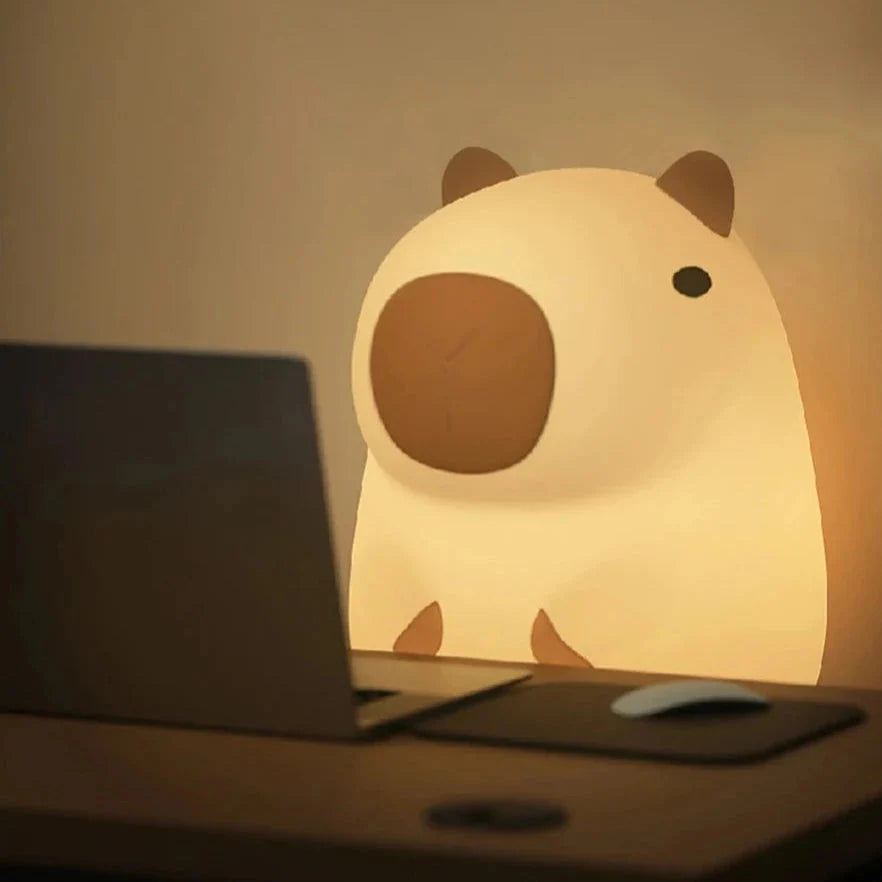 Kawaii Sitting Capybara LED Night Light-Enchanted peach