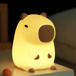 Kawaii Sitting Capybara LED Night Light-Enchanted peach