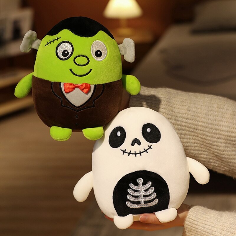 Kawaii Skeleton Pumpkin Zombie Frankenstein Vampire Halloween Plushies-Enchanted peach