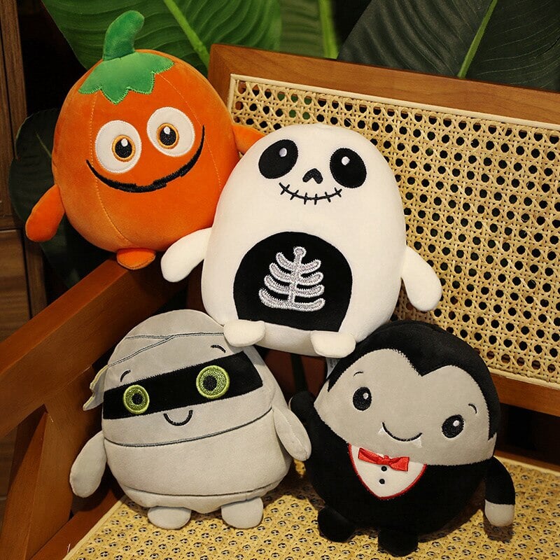 Kawaii Skeleton Pumpkin Zombie Frankenstein Vampire Halloween Plushies-Enchanted peach