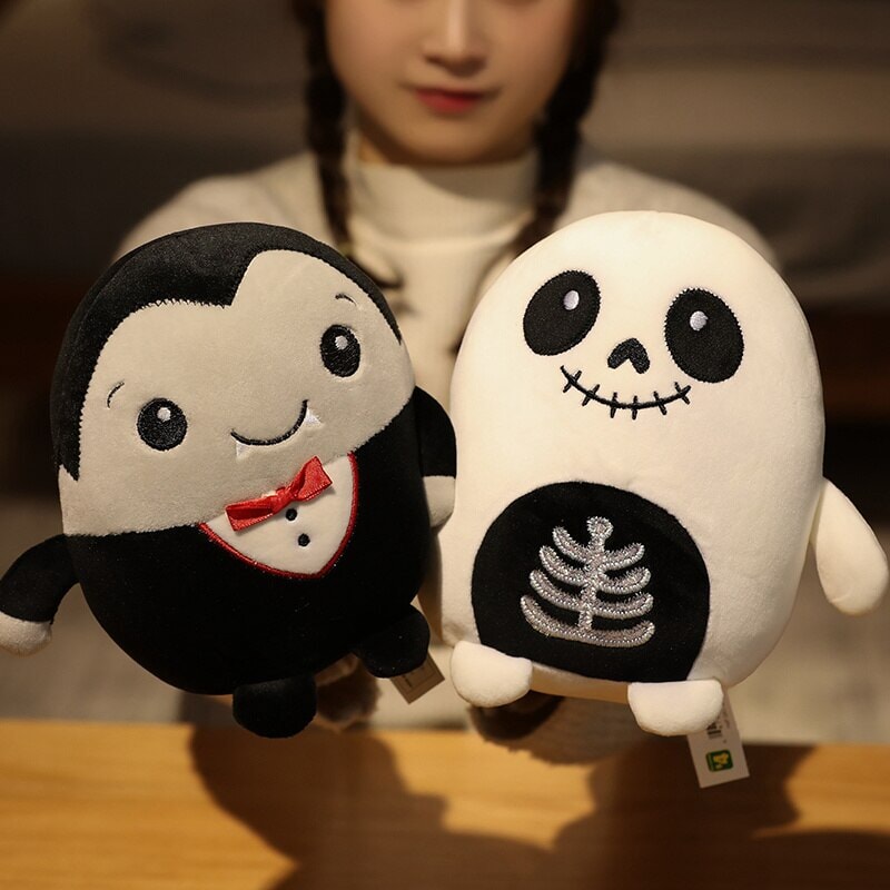 Kawaii Skeleton Pumpkin Zombie Frankenstein Vampire Halloween Plushies-Enchanted peach