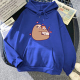 Kawaii Sloth Hugging Cat Unisex Hoodie-Enchanted peach