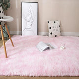 Kawaii Soft Faux Fur Rainbow Rug-Enchanted peach