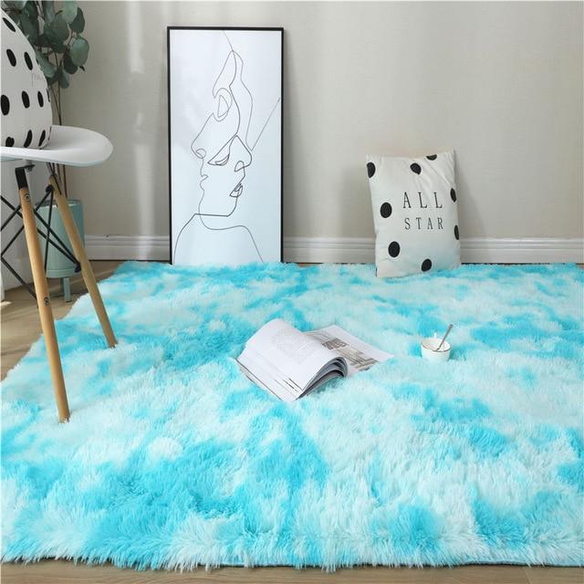 Kawaii Soft Faux Fur Rainbow Rug-Enchanted peach