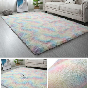 Kawaii Soft Faux Fur Rainbow Rug-Enchanted peach