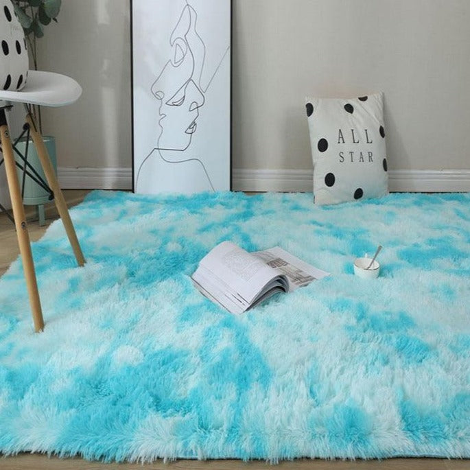 Kawaii Soft Faux Fur Rainbow Rug-Enchanted peach