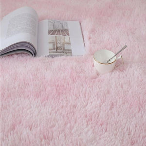 Kawaii Soft Faux Fur Rainbow Rug-Enchanted peach