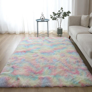 Kawaii Soft Faux Fur Rainbow Rug-Enchanted peach