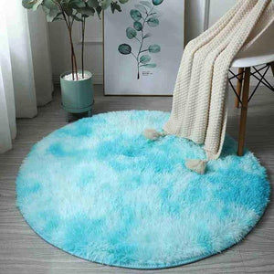 Kawaii Soft Faux Fur Round Rainbow Rug-Enchanted peach