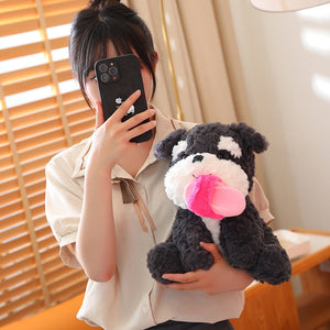 Kawaii Sooty the Black Fluffy Dog with Slipper Plushie-Enchanted peach