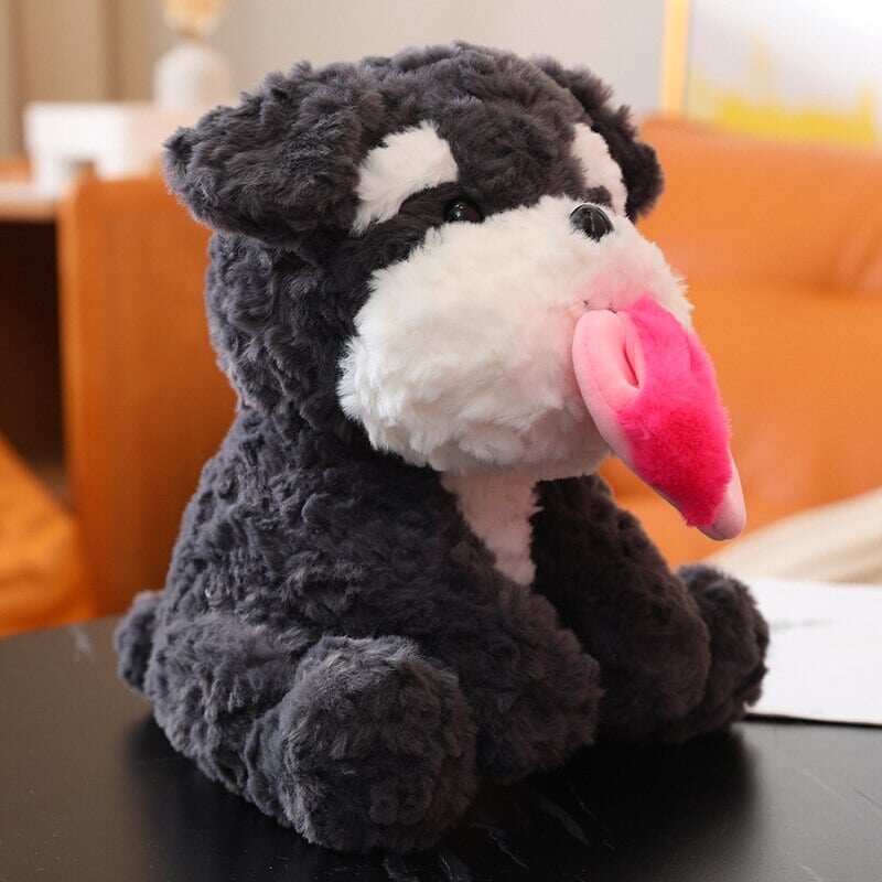 Kawaii Sooty the Black Fluffy Dog with Slipper Plushie-Enchanted peach