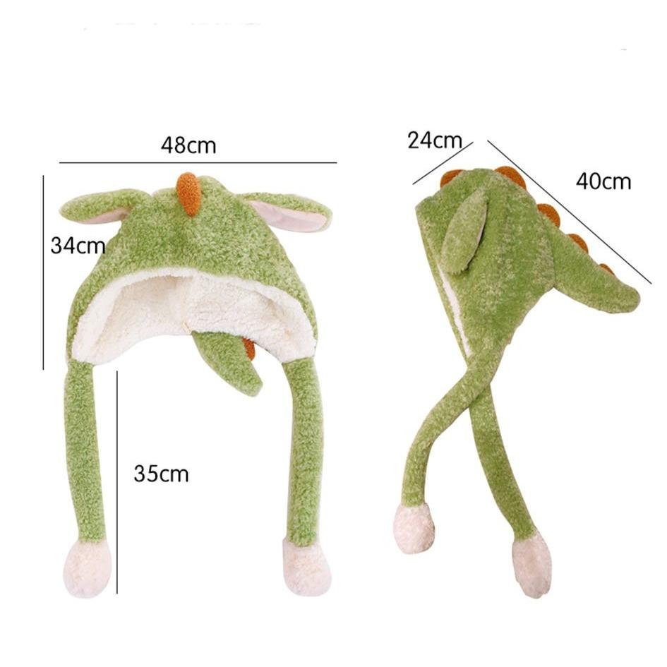 Kawaii Spiky Dinosaur Plush Hat-Enchanted peach