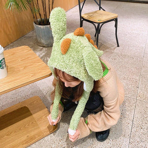 Kawaii Spiky Dinosaur Plush Hat-Enchanted peach