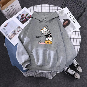 Kawaii Stacked Cats Unisex Hoodie-Enchanted peach