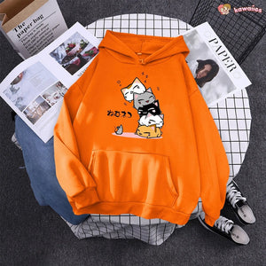 Kawaii Stacked Cats Unisex Hoodie-Enchanted peach