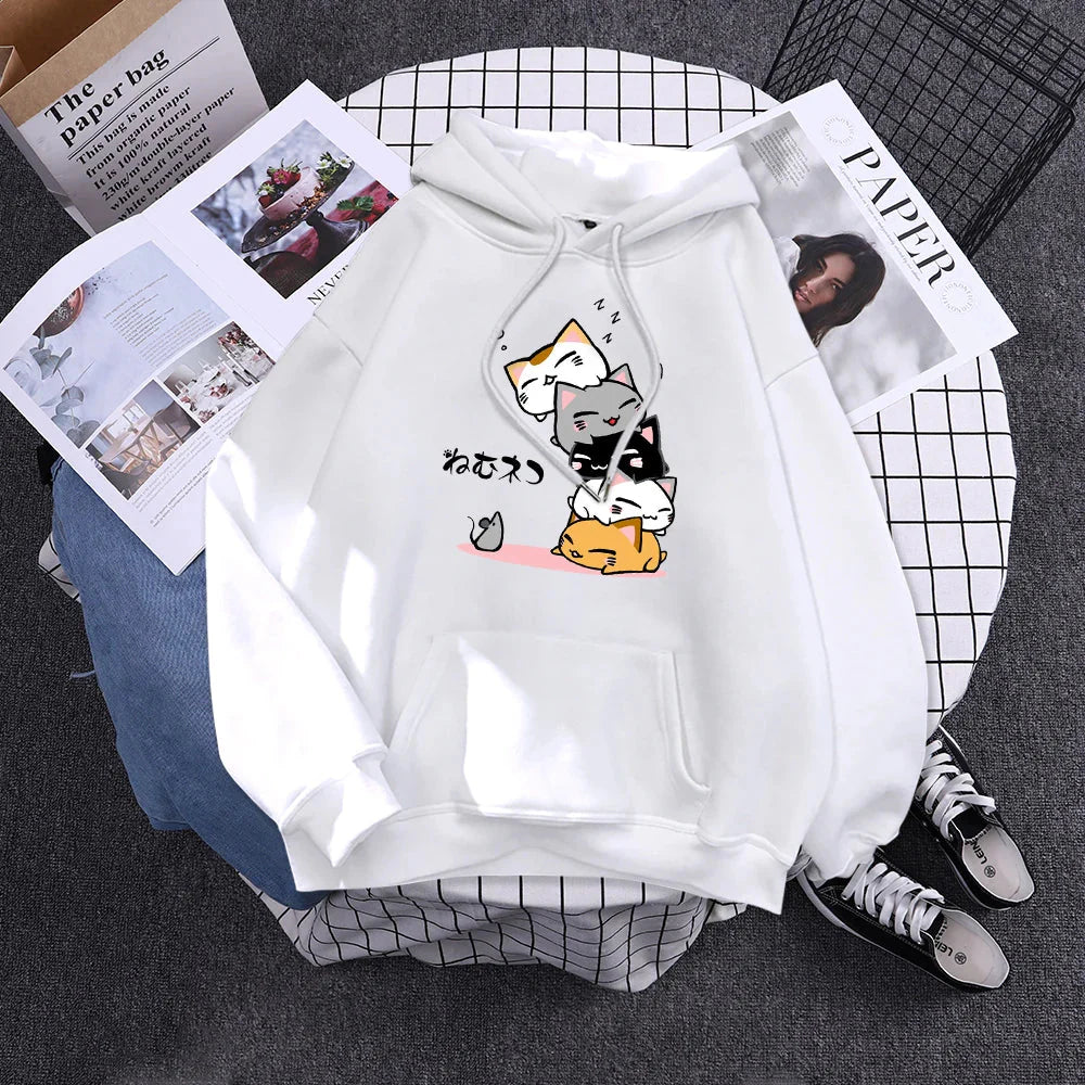 Kawaii Stacked Cats Unisex Hoodie-Enchanted peach