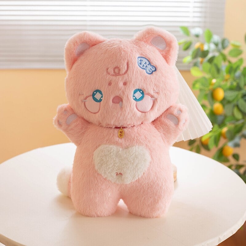 Kawaii Starry Fluffy Cat Heart Plushies-Enchanted peach