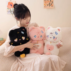 Kawaii Starry Fluffy Cat Heart Plushies-Enchanted peach