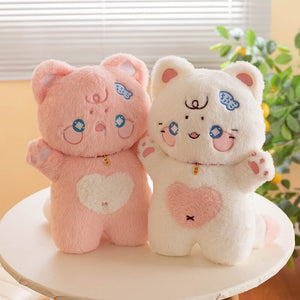 Kawaii Starry Fluffy Cat Heart Plushies-Enchanted peach