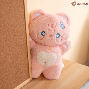 Kawaii Starry Fluffy Cat Heart Plushies-Enchanted peach