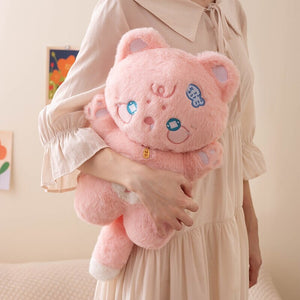 Kawaii Starry Fluffy Cat Heart Plushies-Enchanted peach