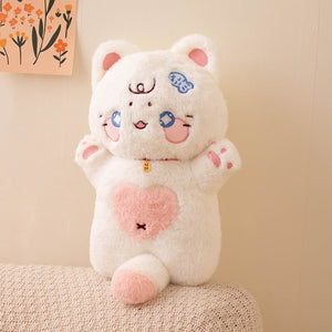 Kawaii Starry Fluffy Cat Heart Plushies-Enchanted peach