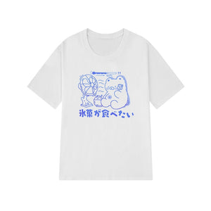 Kawaii Sweet Blue Bear Tee-Enchanted peach