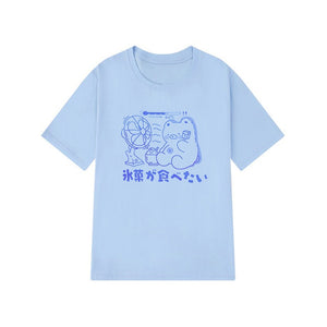 Kawaii Sweet Blue Bear Tee-Enchanted peach