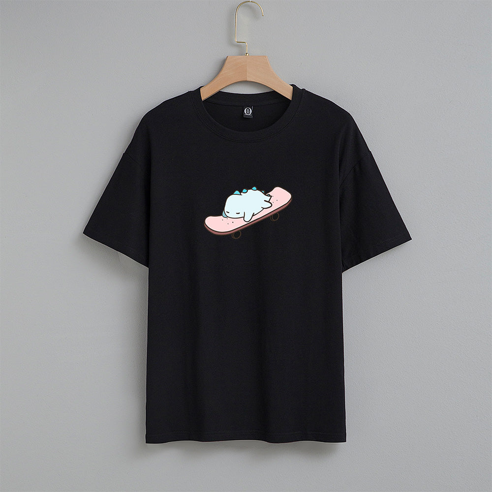 Kawaii Tato Sleep Skateboarding Unisex Tee-Enchanted peach