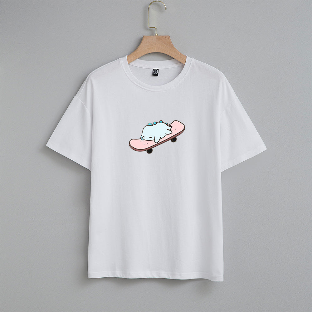 Kawaii Tato Sleep Skateboarding Unisex Tee-Enchanted peach