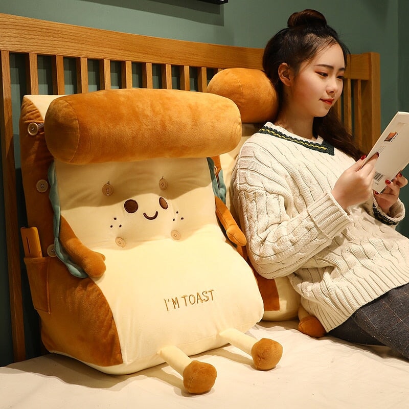 Kawaii Toasted Bread Back Support Plushie-Enchanted peach