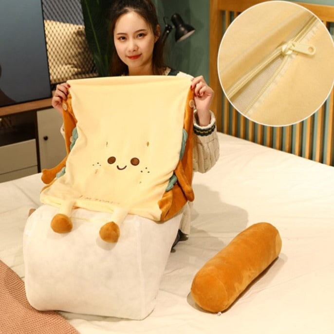 Kawaii Toasted Bread Back Support Plushie-Enchanted peach