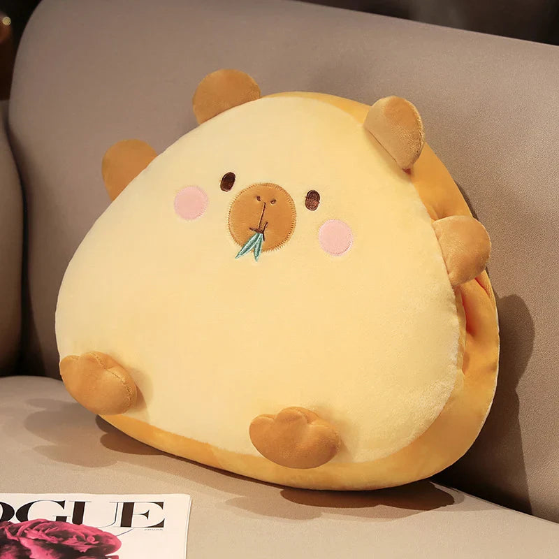 Kawaii Triangle Capybara Plush Pillows With Blanket-Enchanted peach