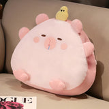 Kawaii Triangle Capybara Plush Pillows With Blanket-Enchanted peach