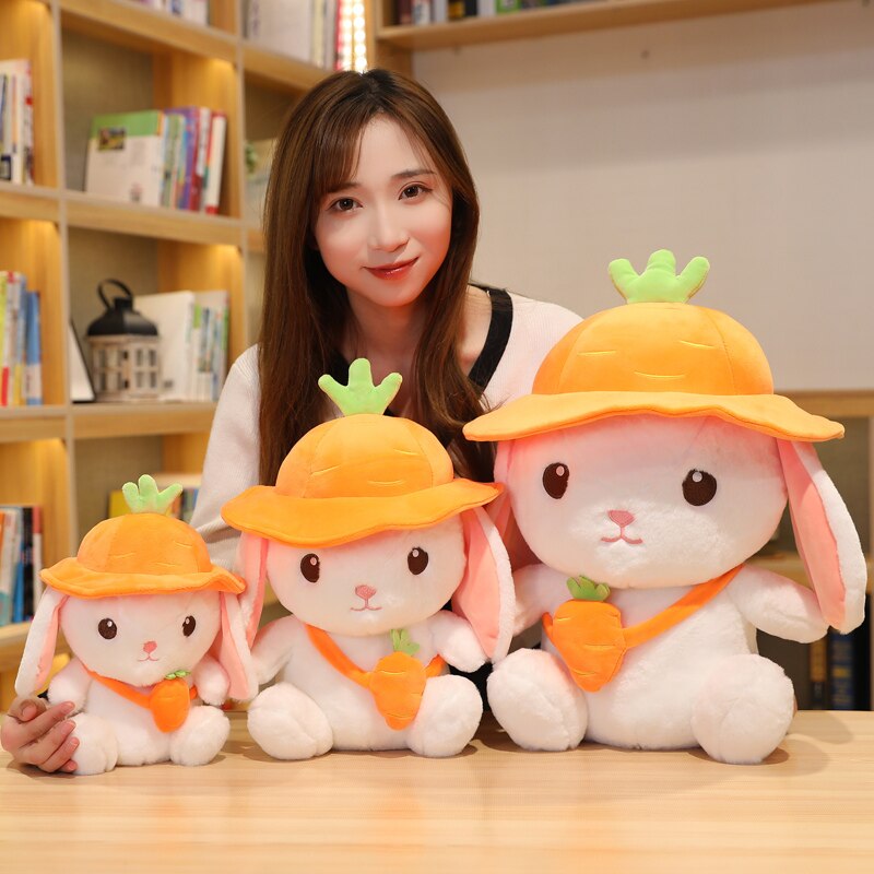 Kawaii White Adventure Bunny Plushies Family-Enchanted peach