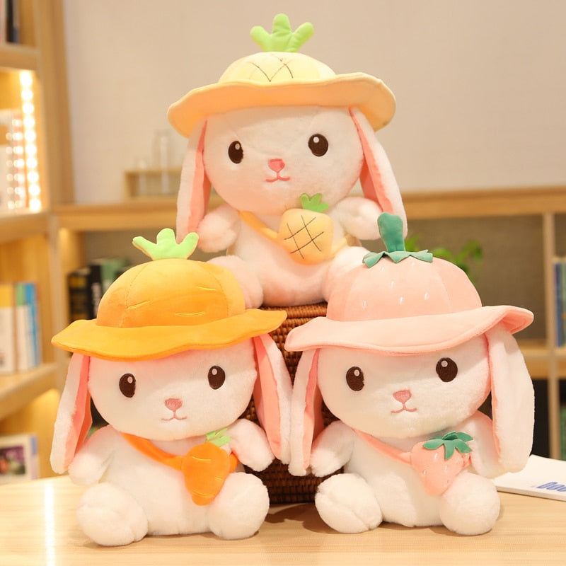 Kawaii White Adventure Bunny Plushies Family-Enchanted peach