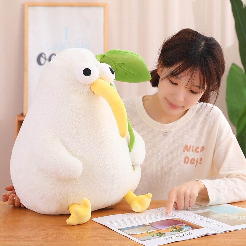 Kawaii White Kiwi Bird Plushie-Enchanted peach