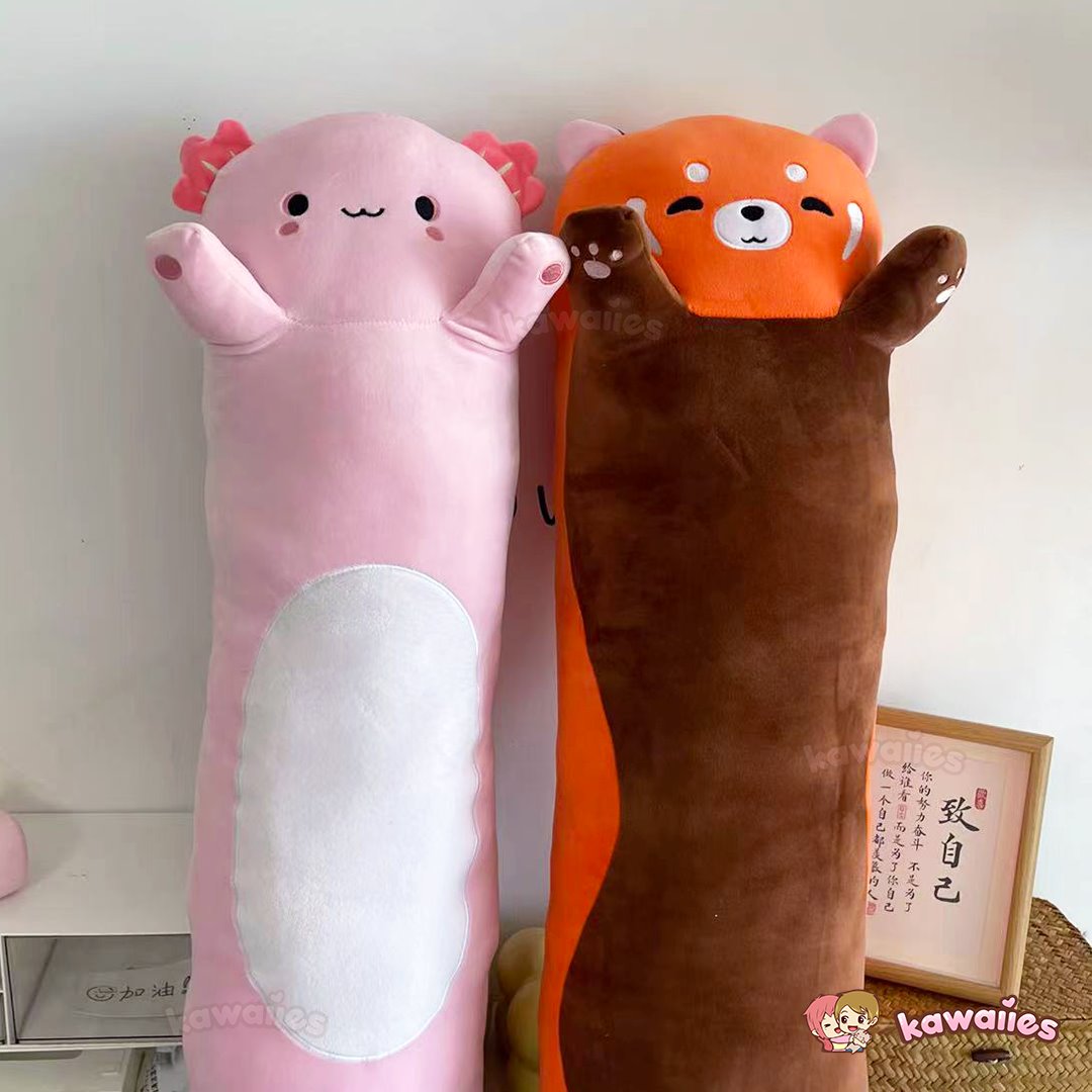 Kawaiies® Long Snuggly Chai Red Panda Axolotl Capybara Plushies-Enchanted peach