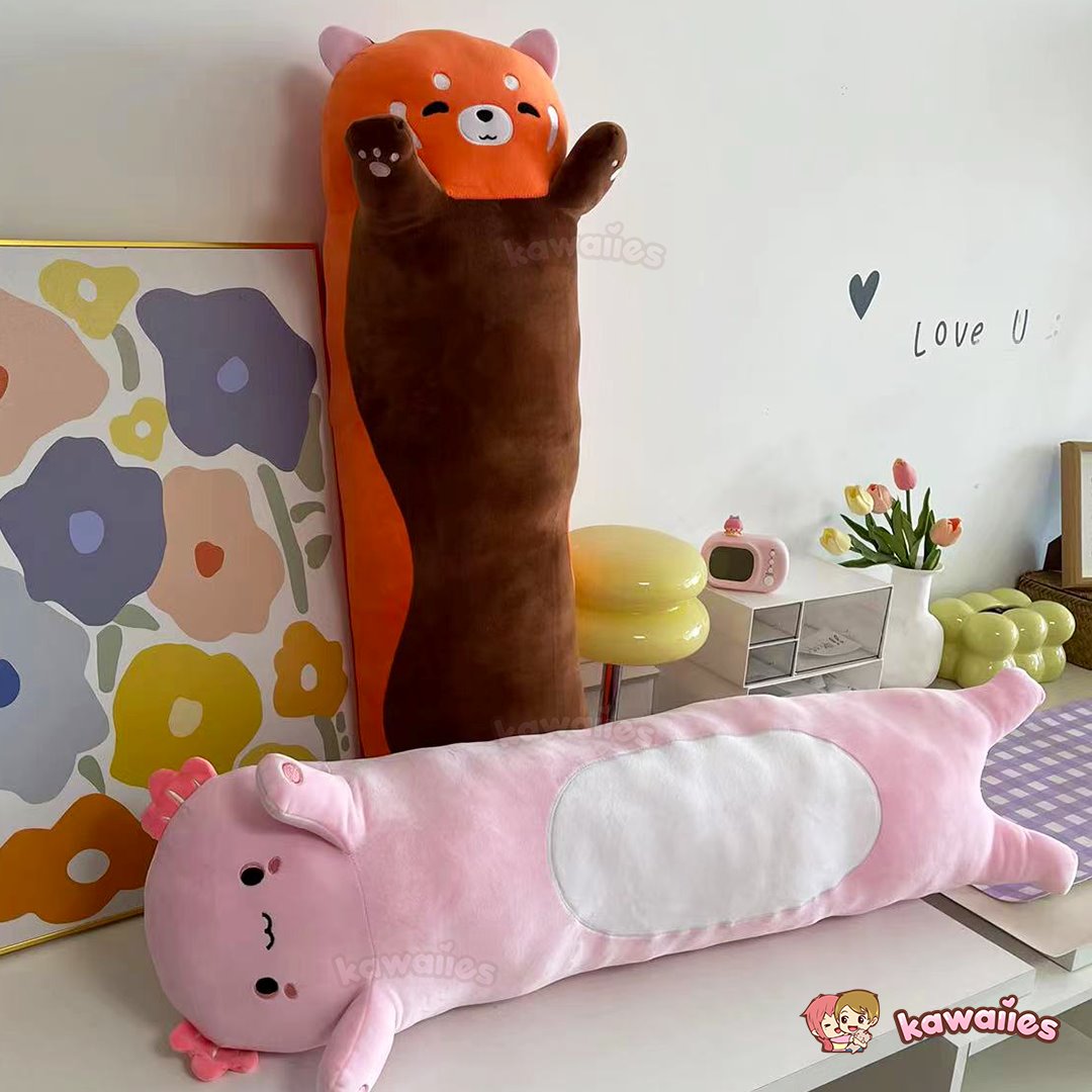 Kawaiies® Long Snuggly Chai Red Panda Axolotl Capybara Plushies-Enchanted peach