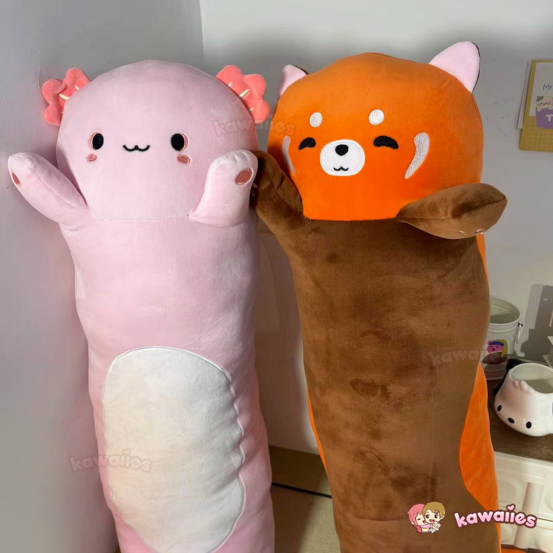 Kawaiies® Long Snuggly Chai Red Panda Axolotl Capybara Plushies-Enchanted peach