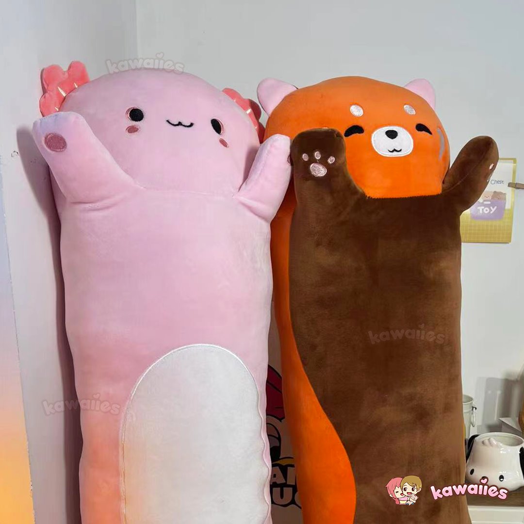 Kawaiies® Long Snuggly Chai Red Panda Axolotl Capybara Plushies-Enchanted peach