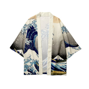 Kimono Japanese Great Wave and Mighty Koi-Enchanted peach