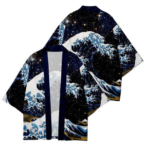 Kimono Japanese Great Wave and Mighty Koi-Enchanted peach